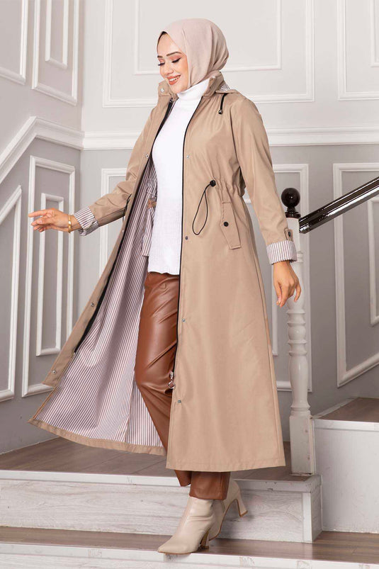 Waist Tunnel Belted Bondit Trench Coat Mink