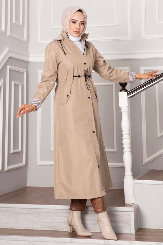 Waist Tunnel Belted Bondit Trench Coat Mink