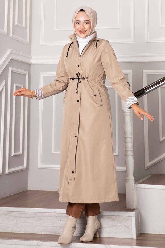 Waist Tunnel Belted Bondit Trench Coat Mink