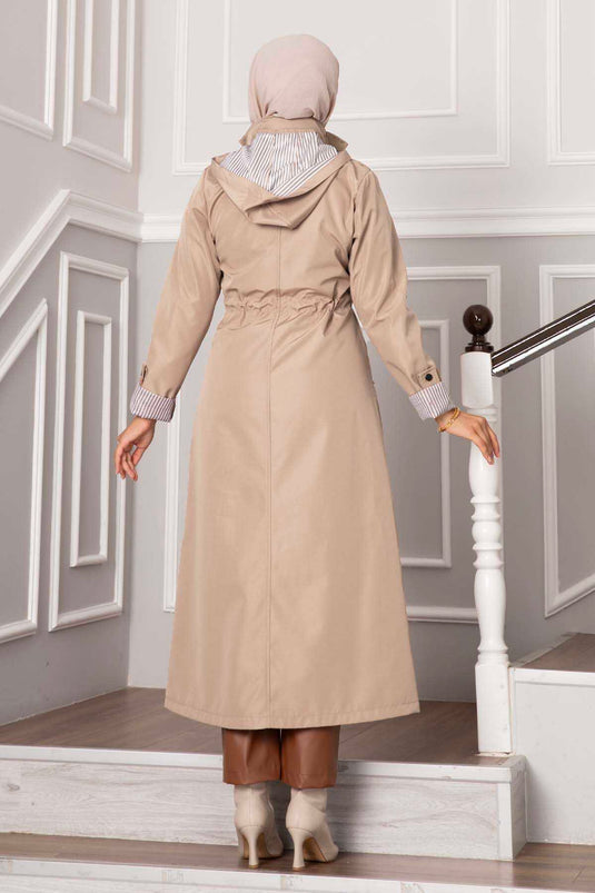 Waist Tunnel Belted Bondit Trench Coat Mink