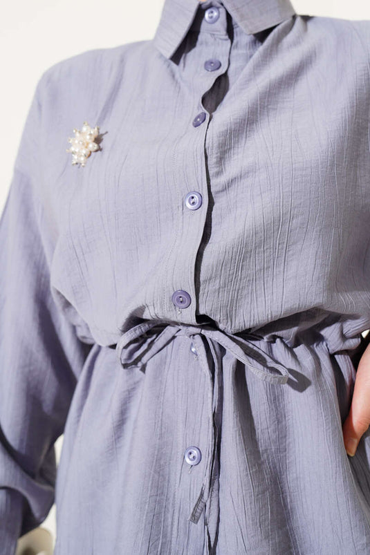 Beli Tünelli Etekli İkili Takım Gri