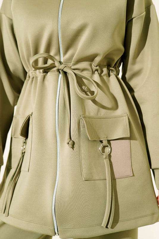 Beli Tünelli Fermuarlı Scuba İkili Takım Çağla Yeşili