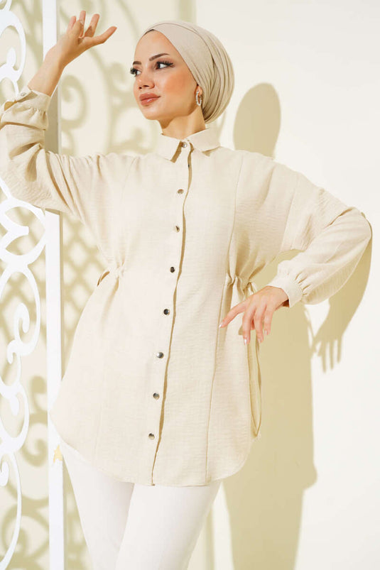 Tunnel Waist Shirt Beige