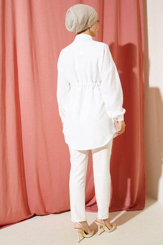 Beli Tünelli Gömlek Ekru