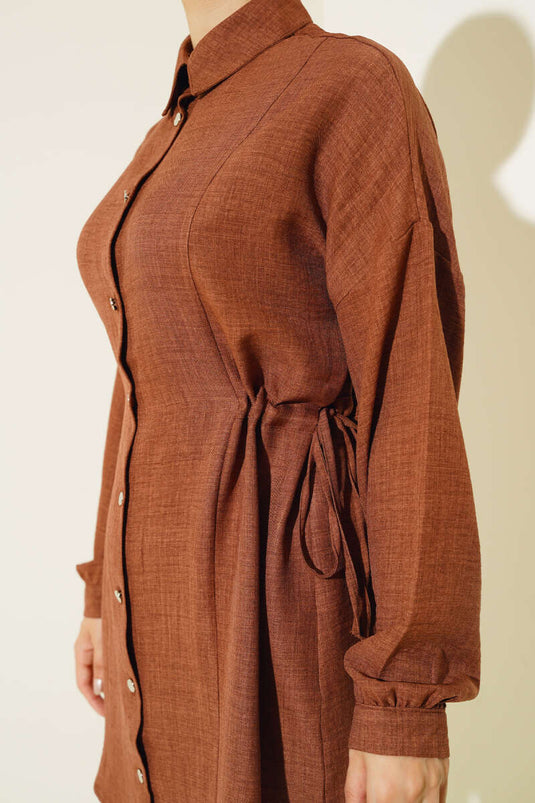 Beli Tünelli Gömlek Kahve