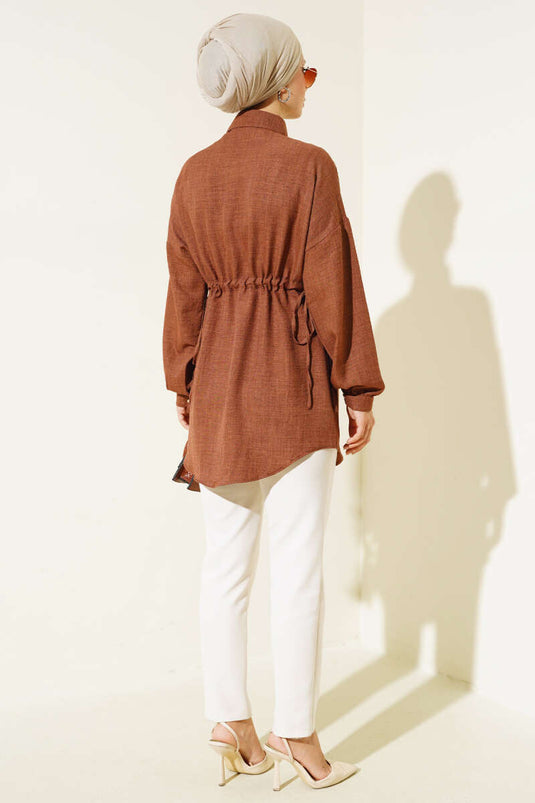 Beli Tünelli Gömlek Kahve