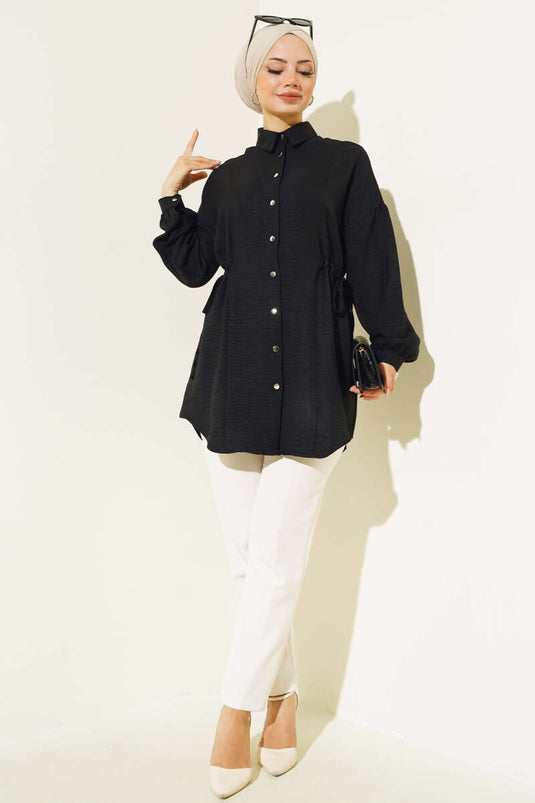 Beli Tünelli Gömlek Siyah
