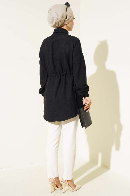 Beli Tünelli Gömlek Siyah