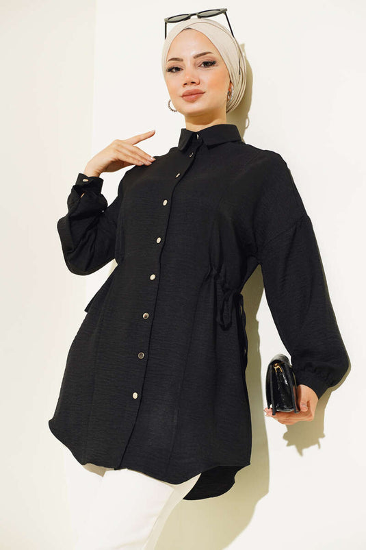 Beli Tünelli Gömlek Siyah