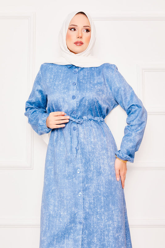 Waist Tunic Double Tunic Hijab Set Light Blue