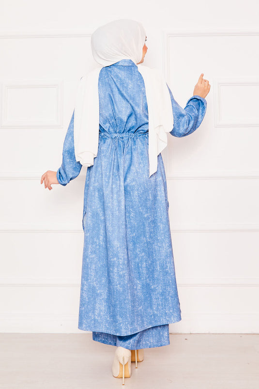 Waist Tunic Double Tunic Hijab Set Light Blue