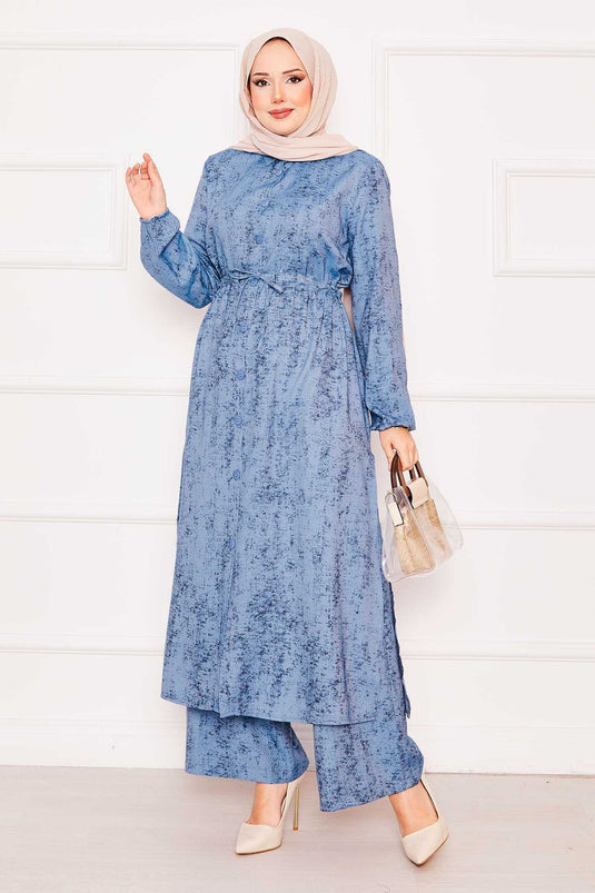 Ensemble tunique et hijab bleu