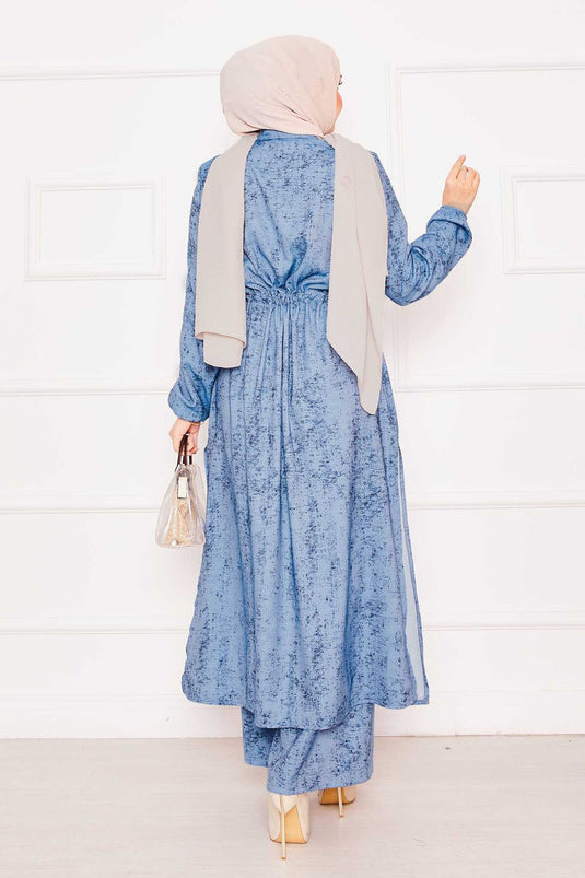 Ensemble tunique et hijab bleu