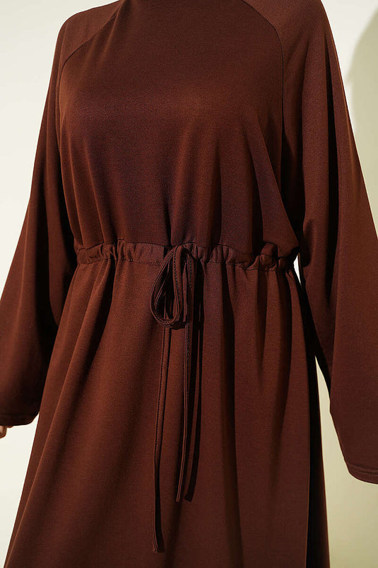 Acheter robe ample à manches longues en maille, couleur café