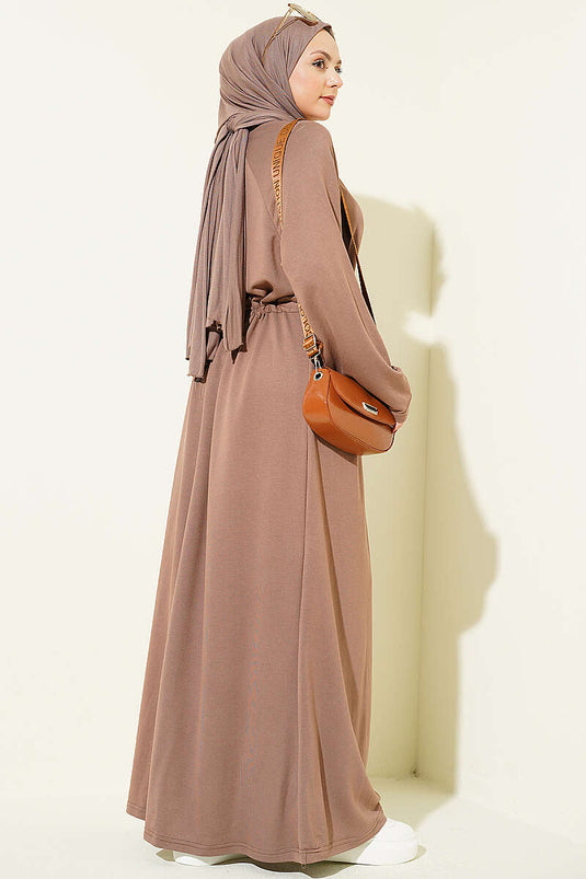 Acheter robe ample à manches longues en tricot couleur marron