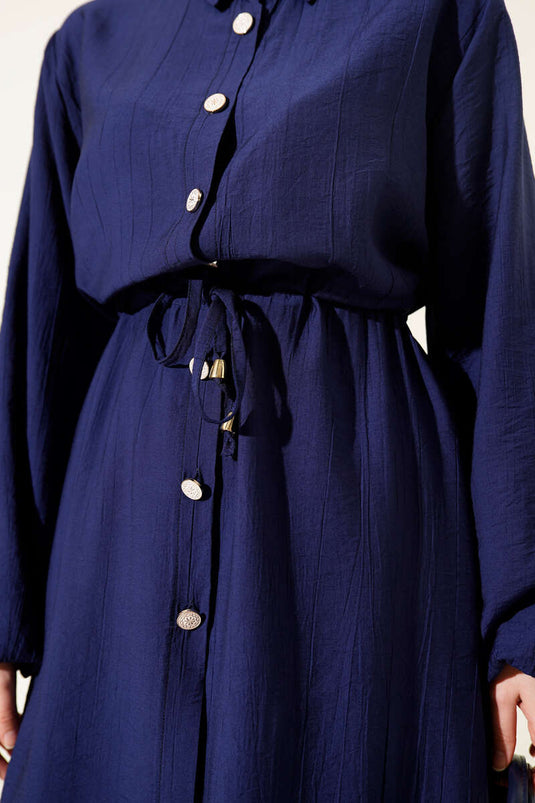 Conjunto doble con túnica larga de punto azul marino