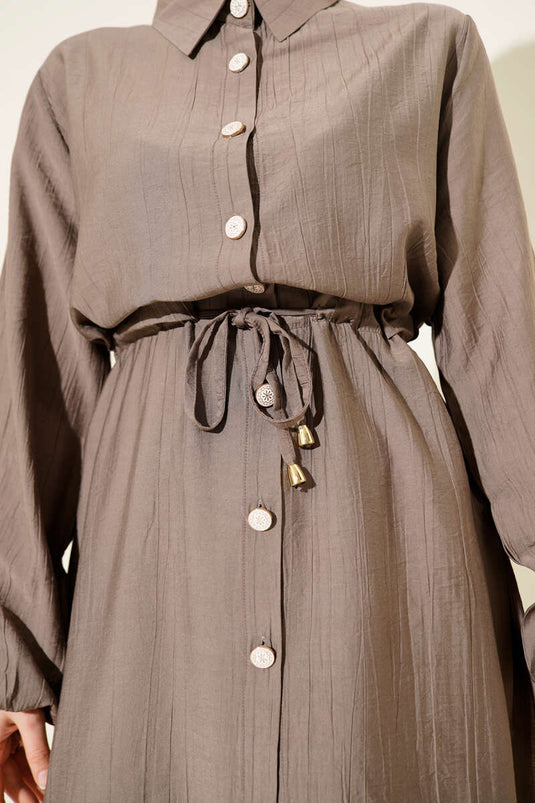 Ensemble double tunique longue à col roulé couleur vison