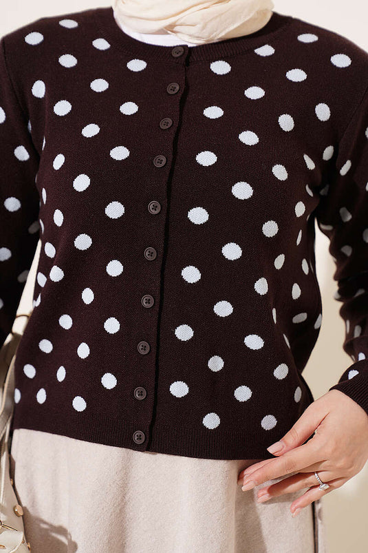 Chaqueta De Punto Estampada En Marrón Y Azul