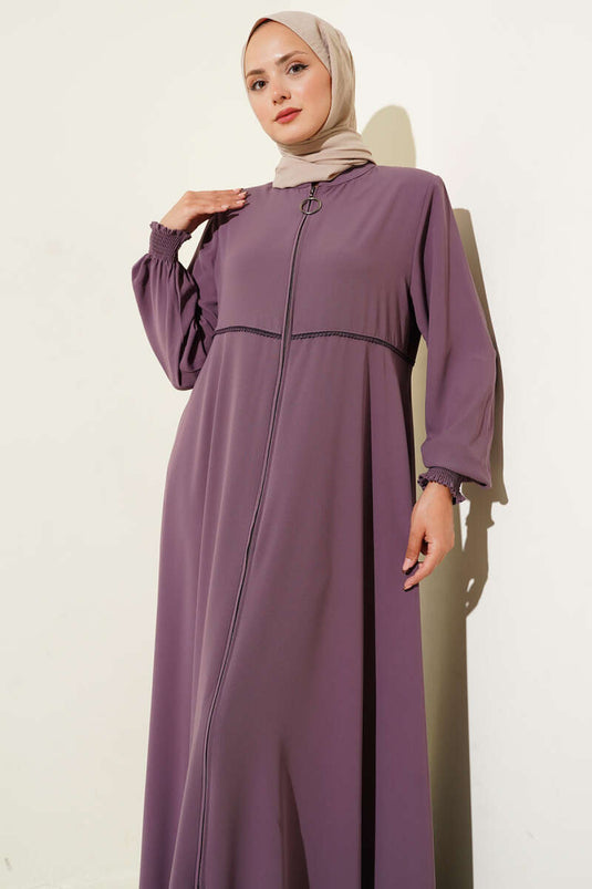 Bileği Gipeli Omuz Vatkalı Büyük Beden Ferace Gül Kurusu