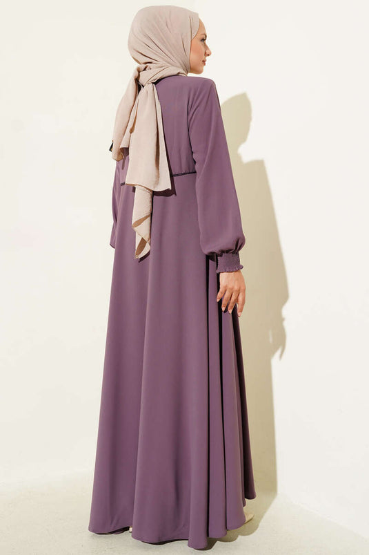 Bileği Gipeli Omuz Vatkalı Büyük Beden Ferace Gül Kurusu