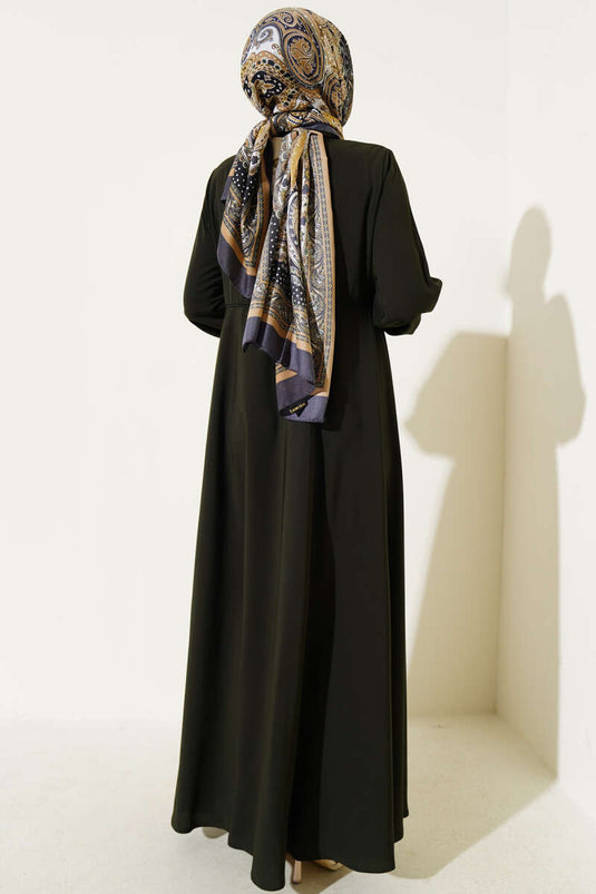 Plus Size Ferace with Wrist Cuffs and Shoulder Pads in Khaki