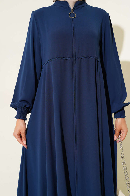 Bileği Gipeli Omuz Vatkalı Büyük Beden Ferace Indıgo