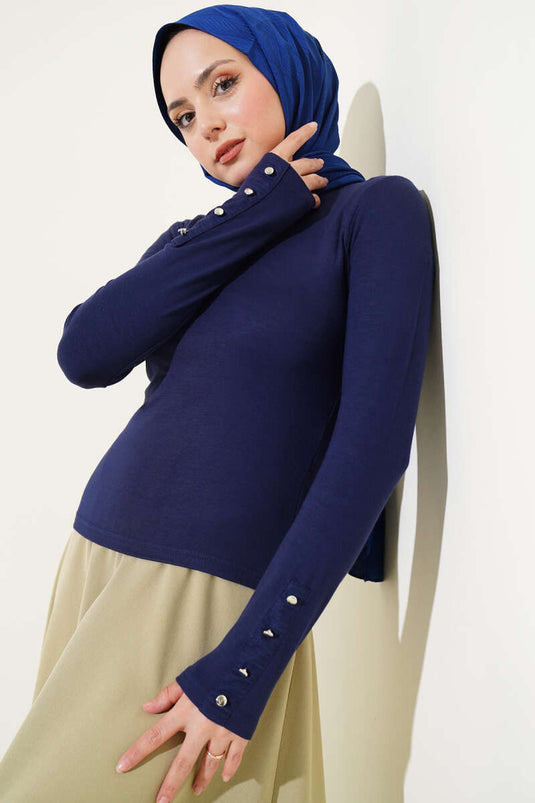 Navy Blue Body with Metal Button on the Wrist