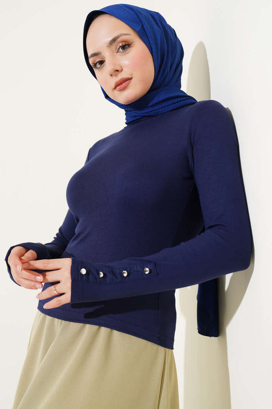 Navy Blue Body with Metal Button on the Wrist