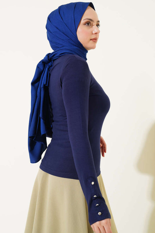 Navy Blue Body with Metal Button on the Wrist