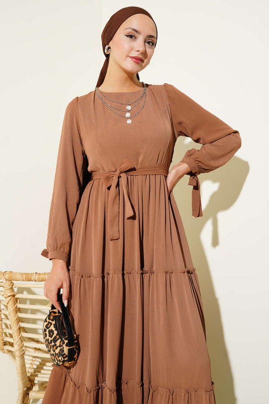 Ankle-Tie Layered Dress Cinnamon