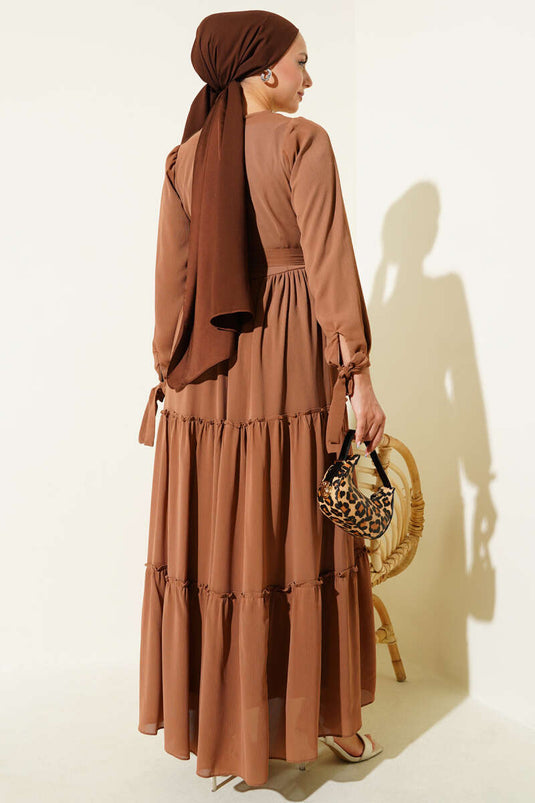 Ankle-Tie Layered Dress Cinnamon