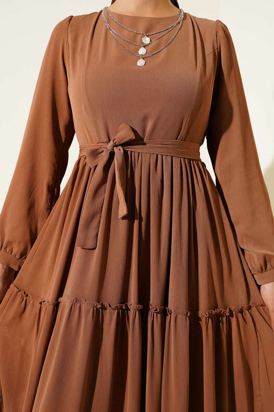 Ankle-Tie Layered Dress Cinnamon
