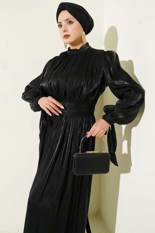 Abendkleid mit Gürtel zum Binden am Handgelenk Schwarz