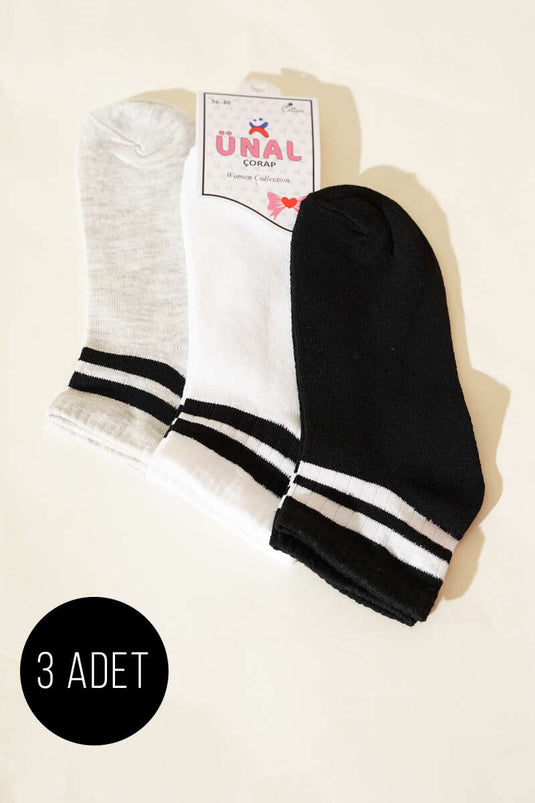 Knöchelgestreifte Dreierpackung Socken Sortiment 1