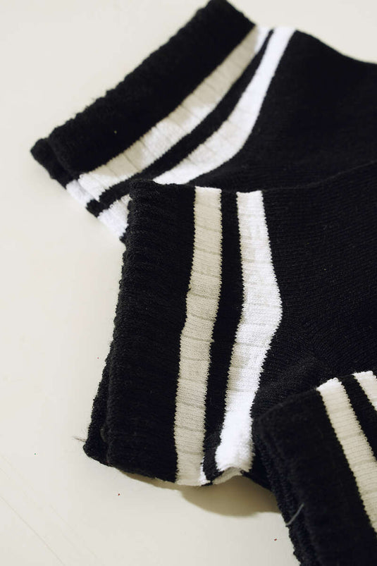 Ankle Striped Triple Socks Black