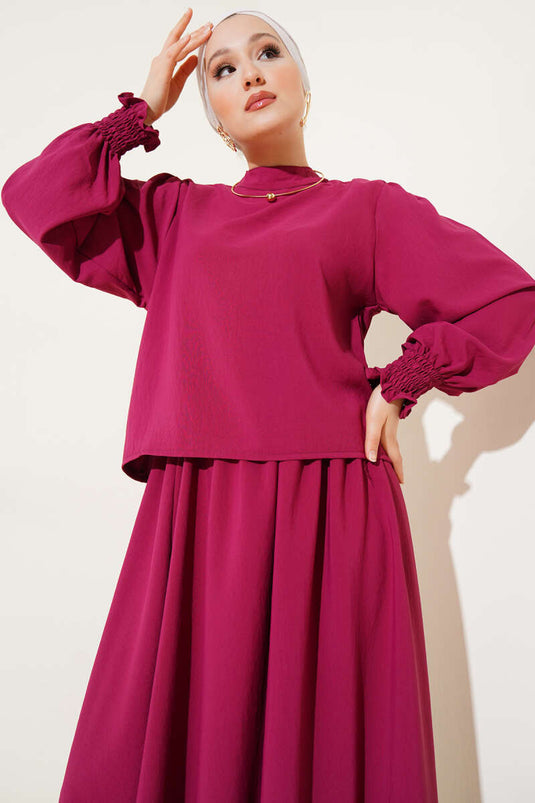 Two Piece Set with Ankle-Length Skirt and Cherry