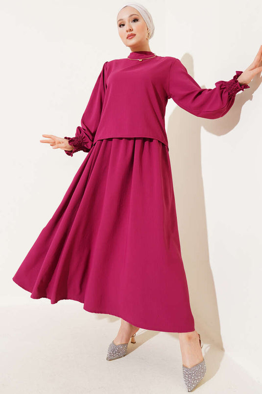 Two Piece Set with Ankle-Length Skirt and Cherry