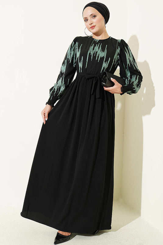 Robe Brodée À Poignets En Vert Menthe