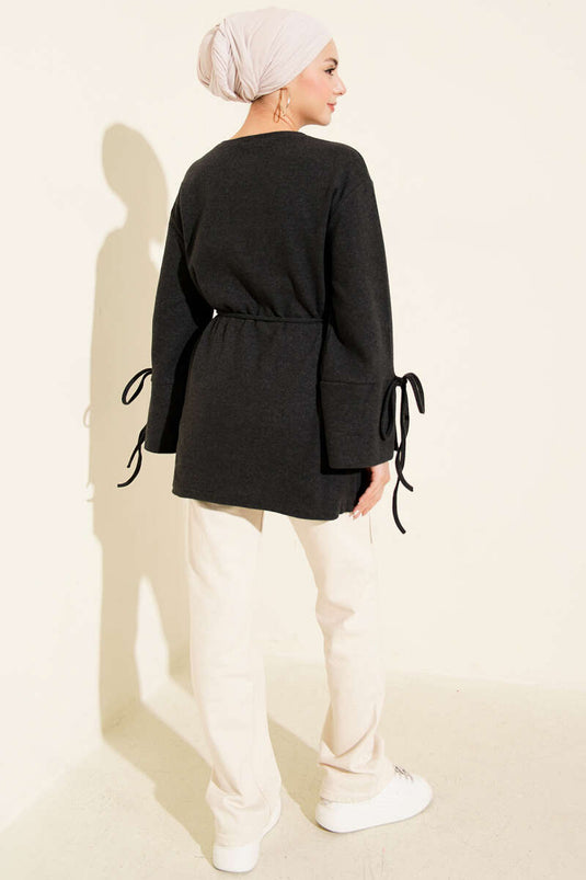 Anthracite Ribbed Tunic with Wrist Straps