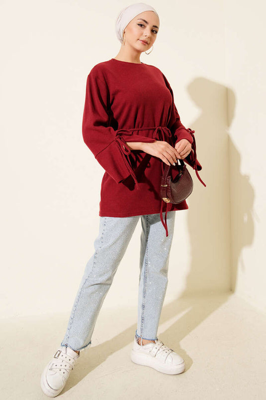Wrist Corded Cachet Tunic Burgundy