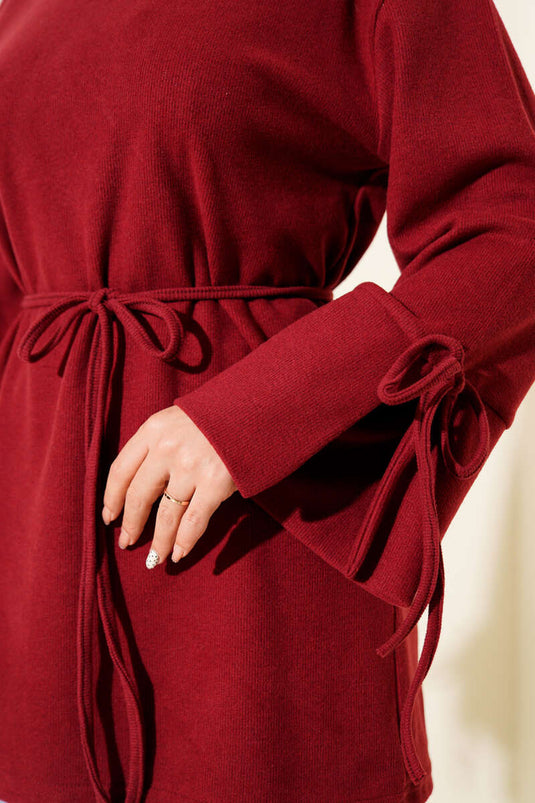 Wrist Corded Cachet Tunic Burgundy
