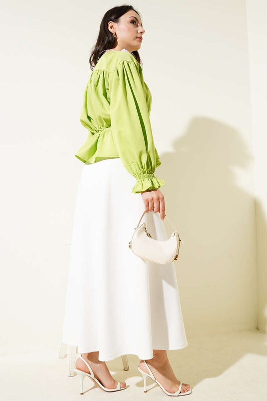 Elastic Waist Tunnel Short Shirt Pistachio Green