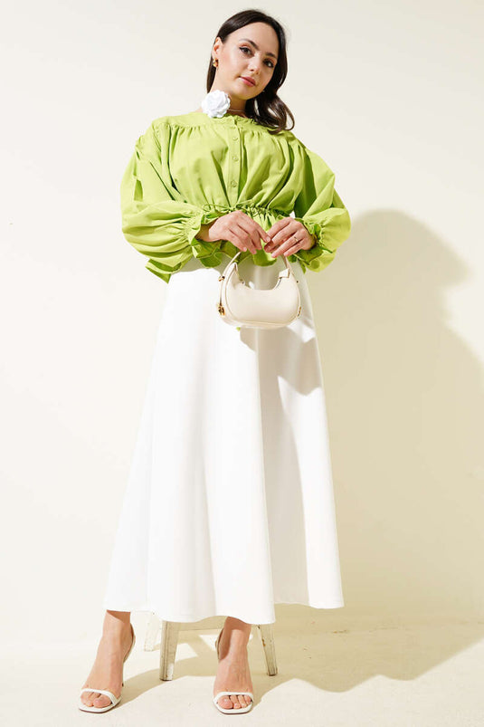 Elastic Waist Tunnel Short Shirt Pistachio Green