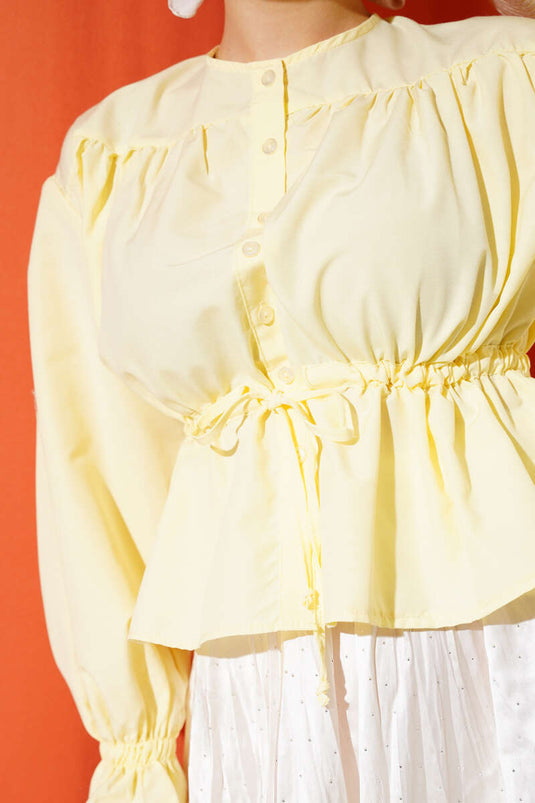 Chemise courte tunnel à taille élastique jaune