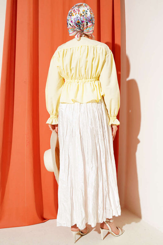 Chemise courte tunnel à taille élastique jaune