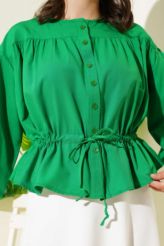 Elastic Waist Tunnel Short Shirt Green