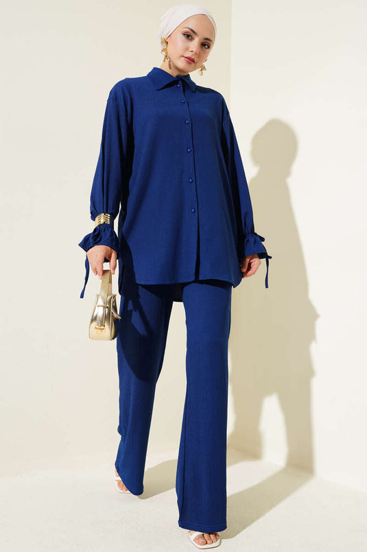 Bilek Lastikli Bürümcük İkili Takım Lacivert