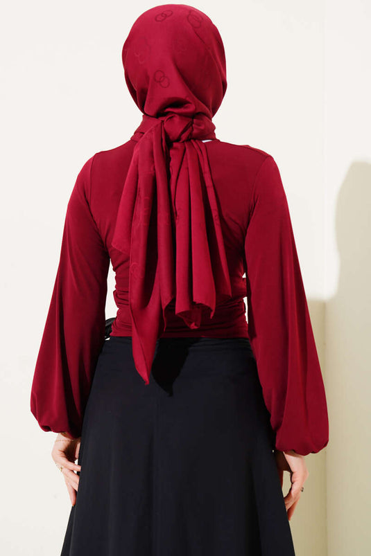 Chemisier élastique à rétrécissement croisé rouge bordeaux