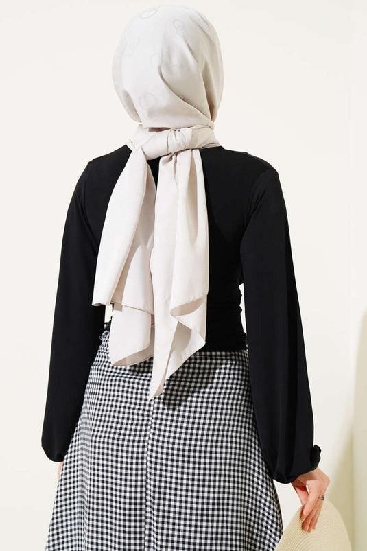 Bilek Lastikli Çapraz Büzgülü Bluz Siyah