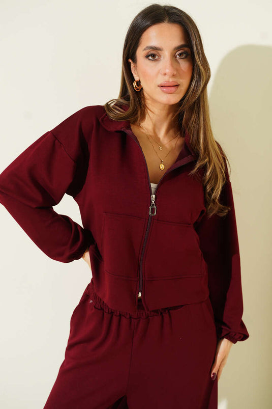 Bilek Lastikli Cepli Salaş Loyşa İkili Takım Bordo